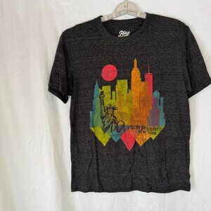 New York City NYC Retro Watercolor Statue of Liberty Mens S Small T-Shirt Gray